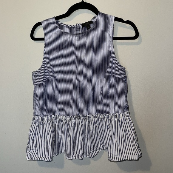 J. Crew Sleeveless Striped Tank Top Blue White Womens Small Buttons Babydoll - Picture 2 of 11